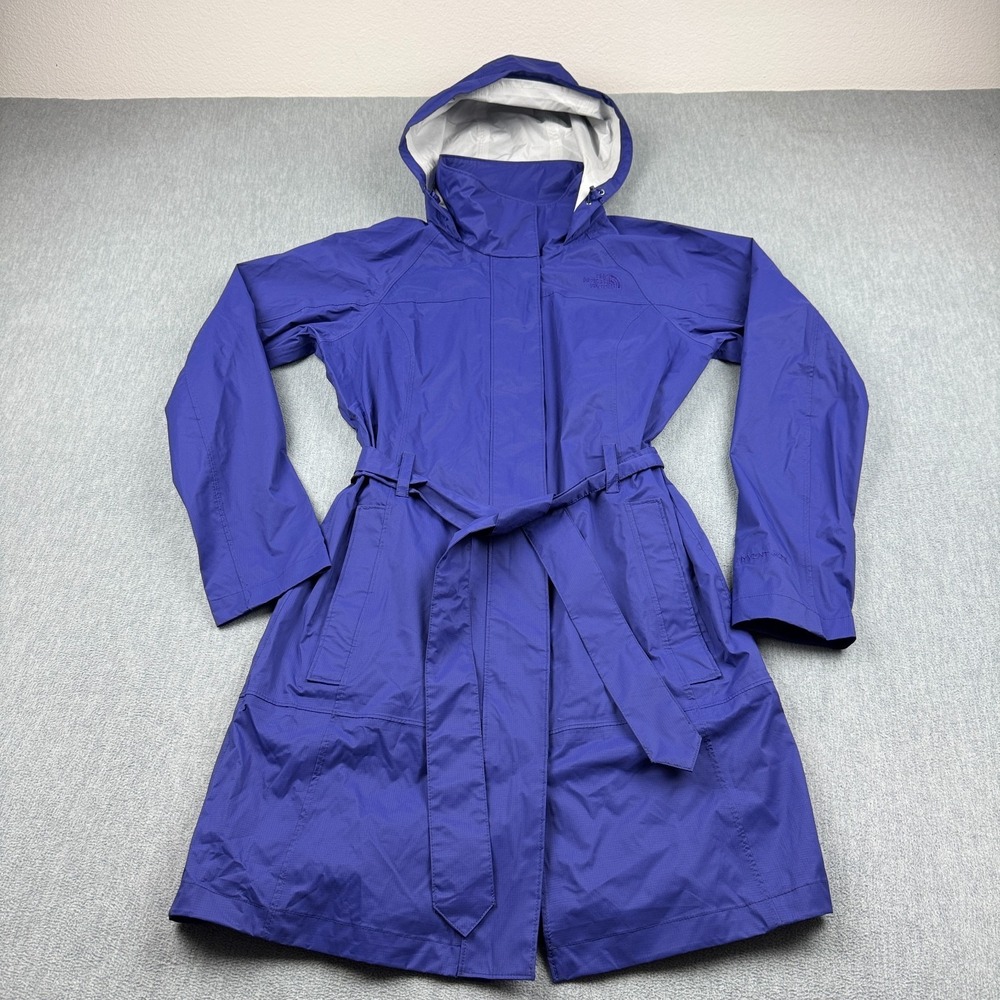 The North Face Grace Jacket‎ Womens Medium Purple Rain Belted Hyvent Hooded